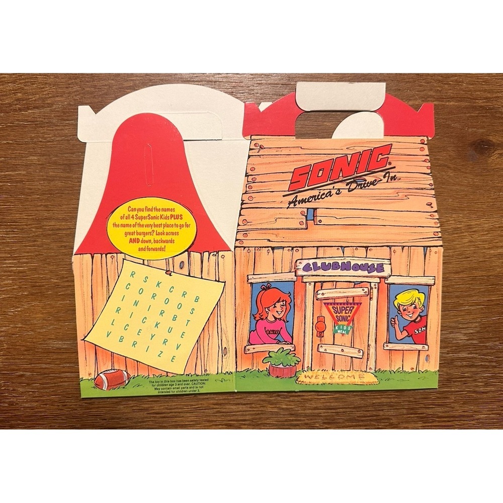 Vintage 1989 Sonic Drive-in Kids Meal Box RARE Sonic Drive-In Promo Advertising